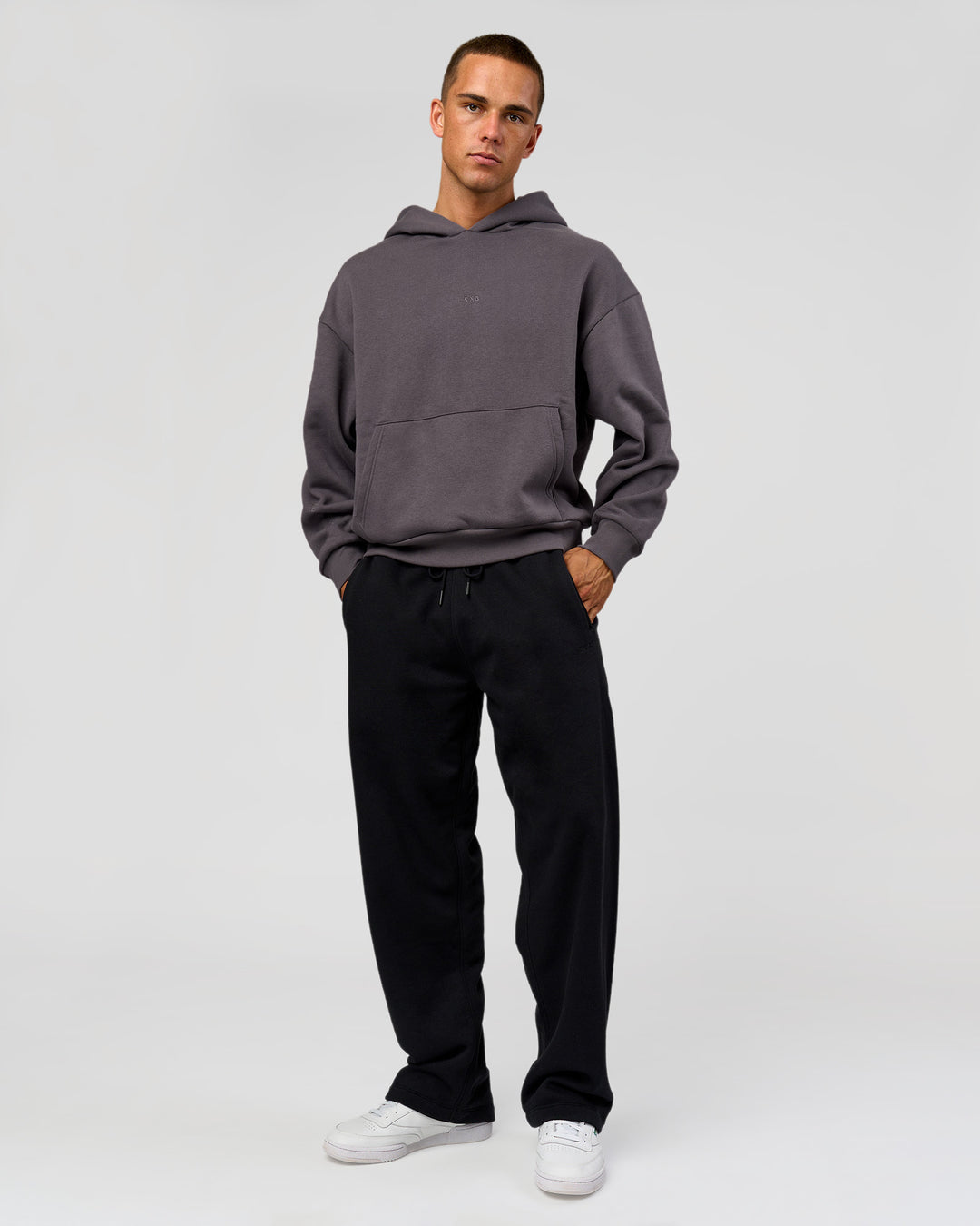 Man wearing Base Oversized Hoodie - Duskstone | Model:Albert | Size:M - view 10
