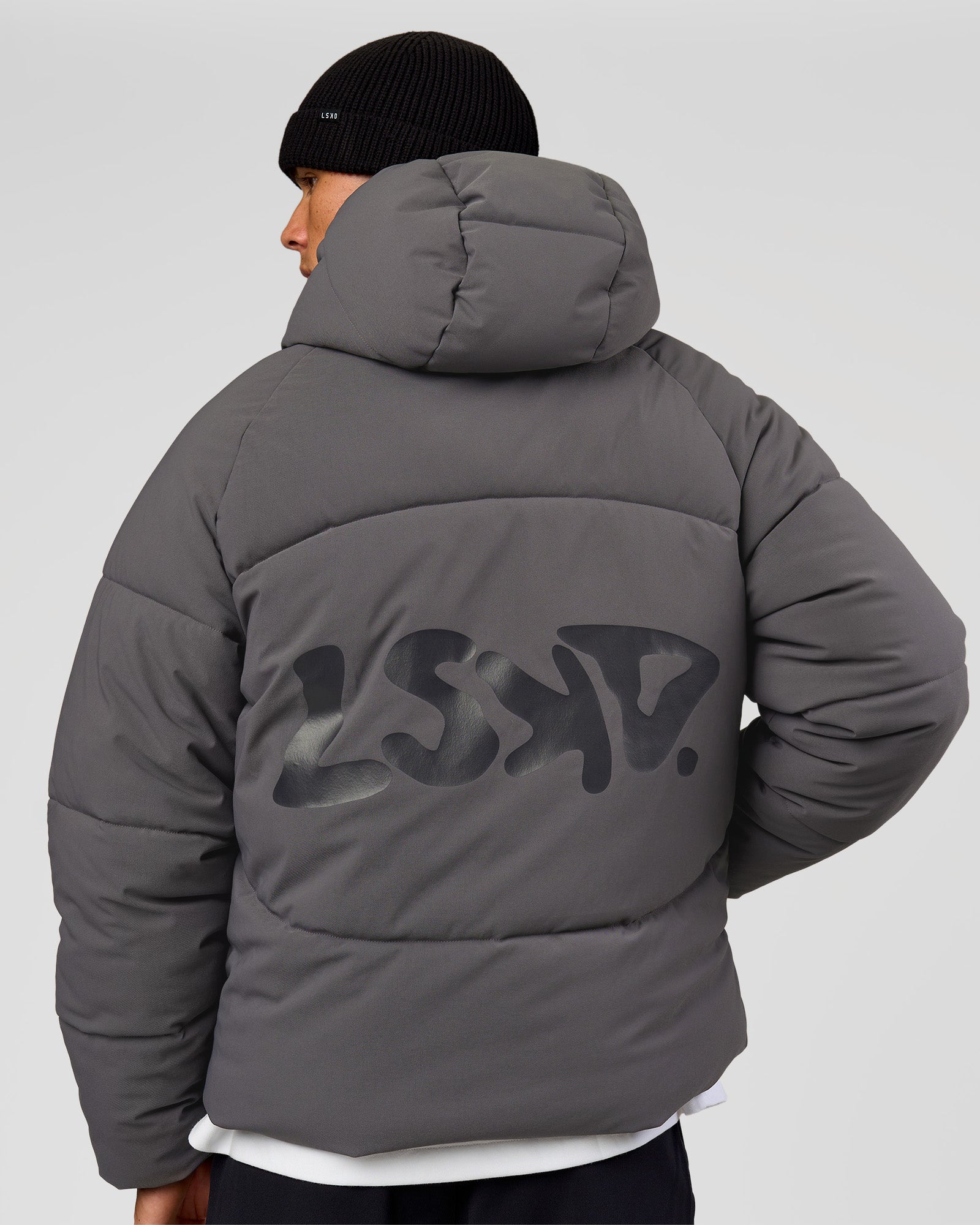 Man wearing Blackout Puffer Jacket - Dark Storm-Black | Model:Albert | Size:M