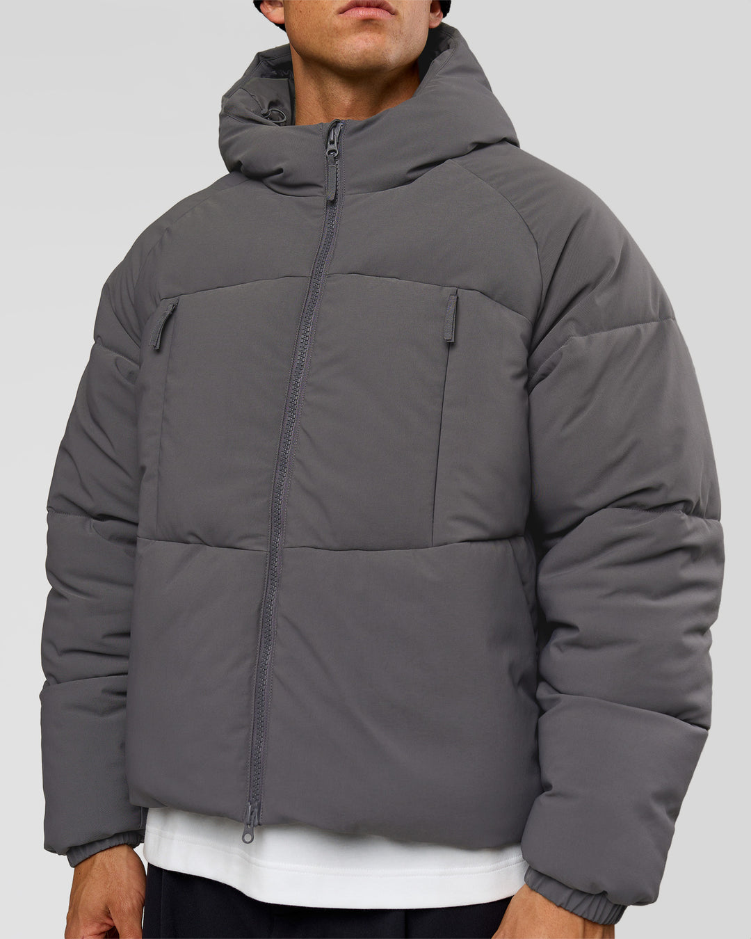 Man wearing Blackout Puffer Jacket - Dark Storm-Black | Model:Albert | Size:M - view 6