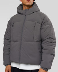 Man wearing Blackout Puffer Jacket - Dark Storm-Black | Model:Albert | Size:M | Thumbnail Index: 5