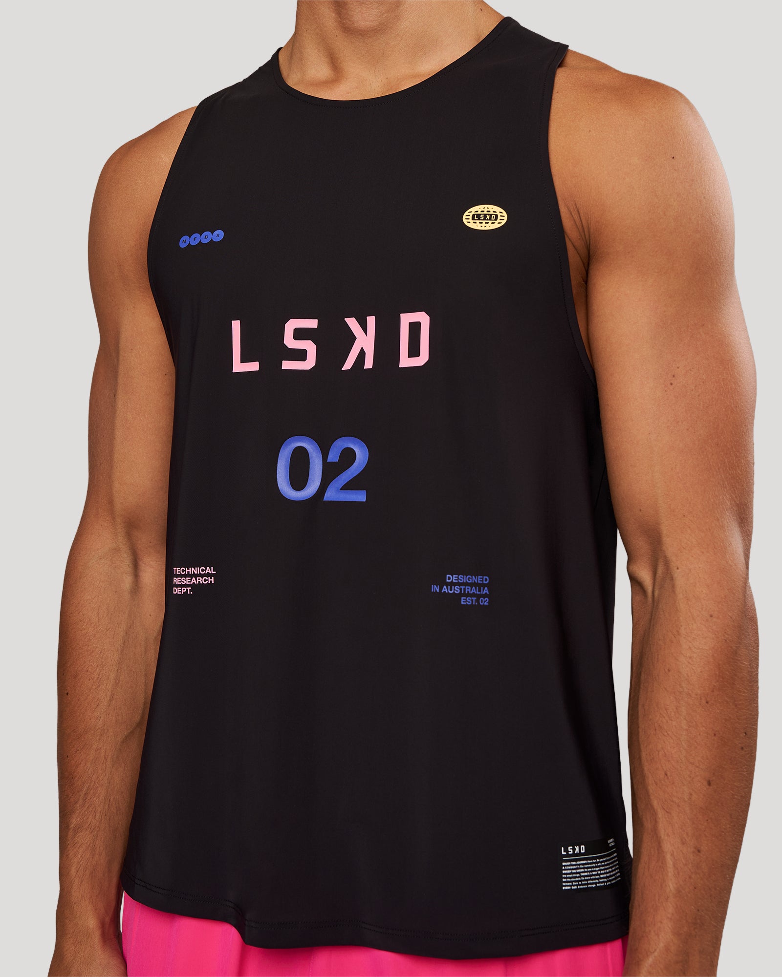 Man wearing Cadence Game Plan Tank - Black | Model:Albert | Size:M
