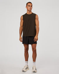 Man wearing Cadence Swift Muscle Tank - Ground Coffee | Model:Albert | Size:M | Thumbnail Index: 3