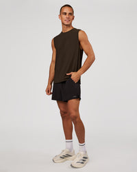 Man wearing Cadence Swift Muscle Tank - Ground Coffee | Model:Albert | Size:M | Thumbnail Index: 4