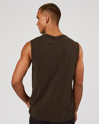 Man wearing Cadence Swift Muscle Tank - Ground Coffee | Model:Albert | Size:M | Thumbnail Index: 6