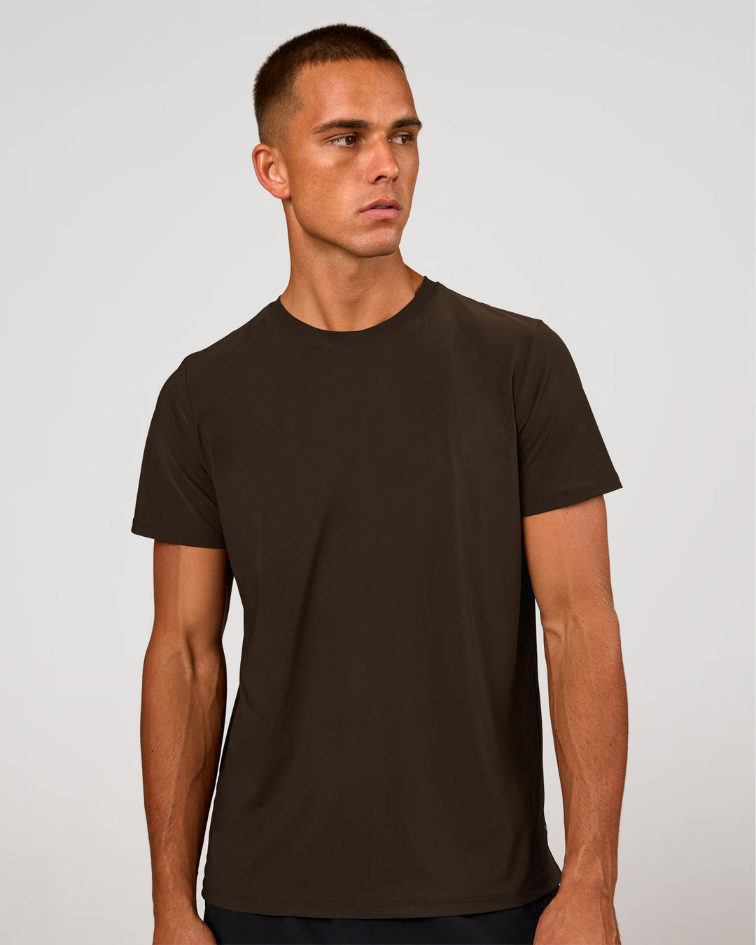 Man wearing Cadence Swift Tee - Ground Coffee | Model:Albert | Size:M - view 3