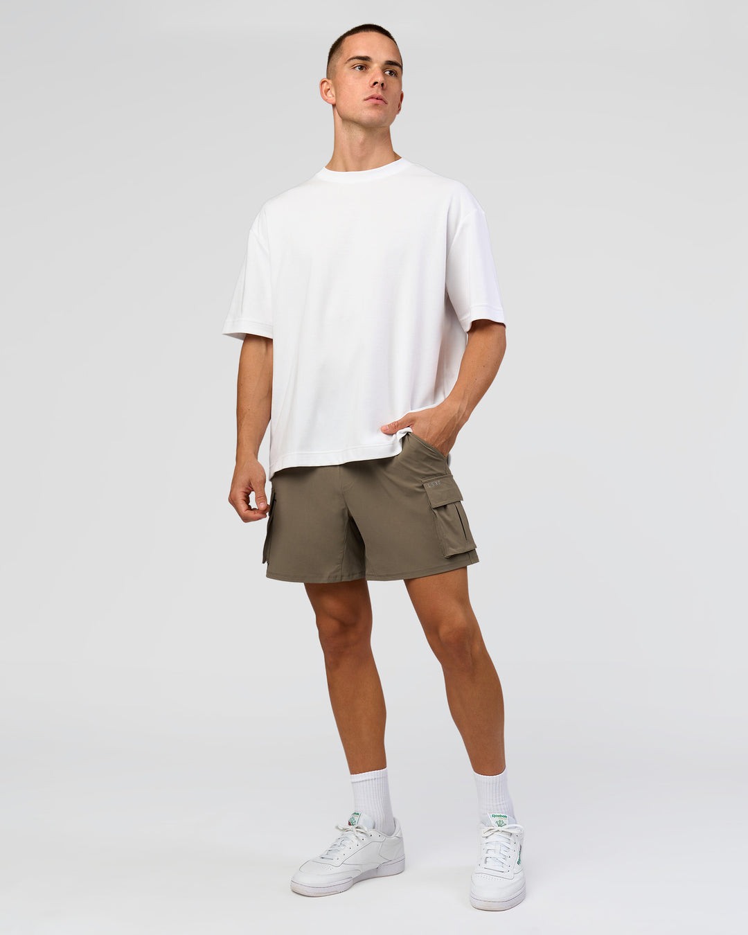 Man wearing Functional Cargo 6" Short - Walnut Grey | Model:Albert | Size:M - view 10