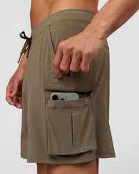 Man wearing Functional Cargo 6" Short - Walnut Grey | Model:Albert | Size:M | Thumbnail Index: 10