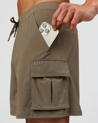 Man wearing Functional Cargo 6" Short - Walnut Grey | Model:Albert | Size:M | Thumbnail Index: 11