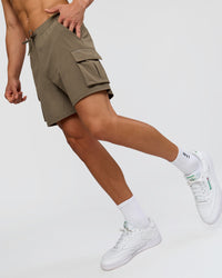 Man wearing Functional Cargo 6" Short - Walnut Grey | Model:Albert | Size:M | Thumbnail Index: 15