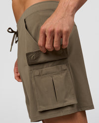 Man wearing Functional Cargo 6" Short - Walnut Grey | Model:Albert | Size:M | Thumbnail Index: 16