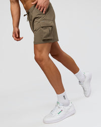 Man wearing Functional Cargo 6" Short - Walnut Grey | Model:Albert | Size:M | Thumbnail Index: 1