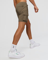 Man wearing Functional Cargo 6" Short - Walnut Grey | Model:Albert | Size:M | Thumbnail Index: 3