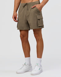 Man wearing Functional Cargo 6" Short - Walnut Grey | Model:Albert | Size:M | Thumbnail Index: 7