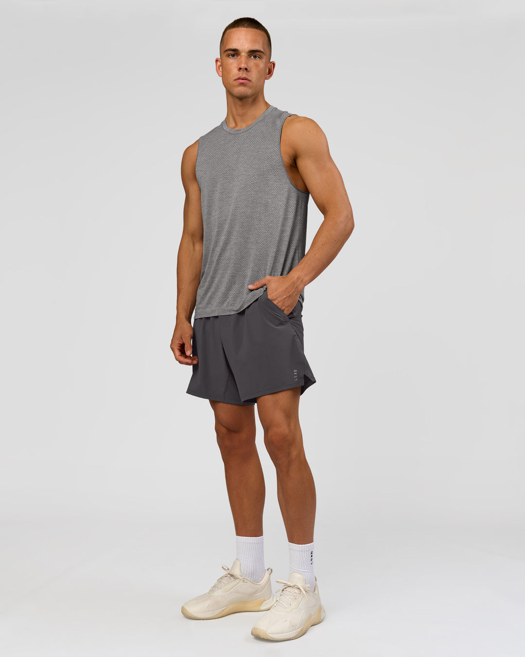 Man wearing Functional Training 7" Short - Dark Storm | Model:Albert | Size:M - view 2