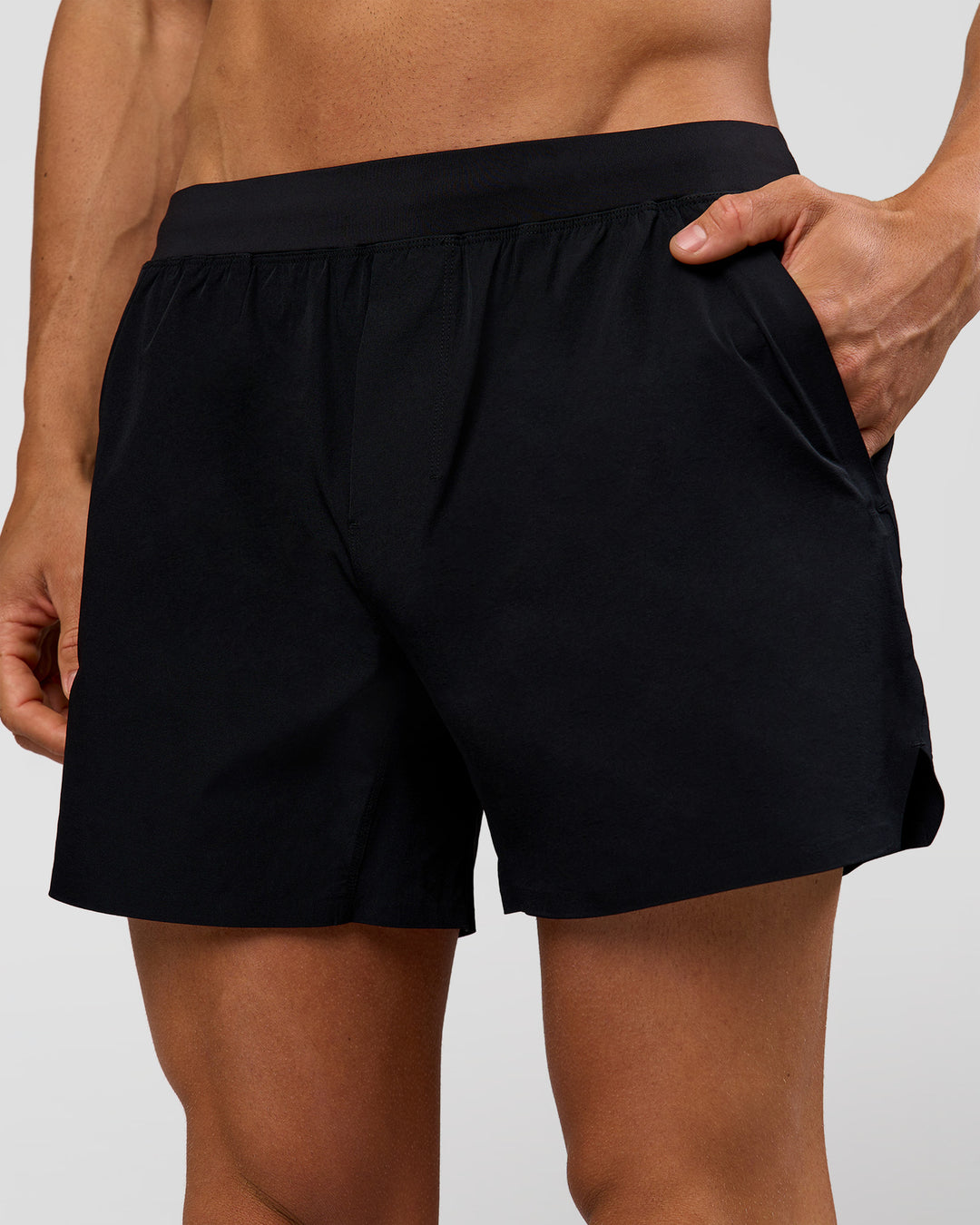 Man wearing Hybrid 5" Short - Black-Reflective | Model:Albert | Size:M - view 1