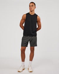 Man wearing AeroFLX+ Seamless Muscle Tank - Black Marl | Model:Albert | Size:M | Thumbnail Index: 3