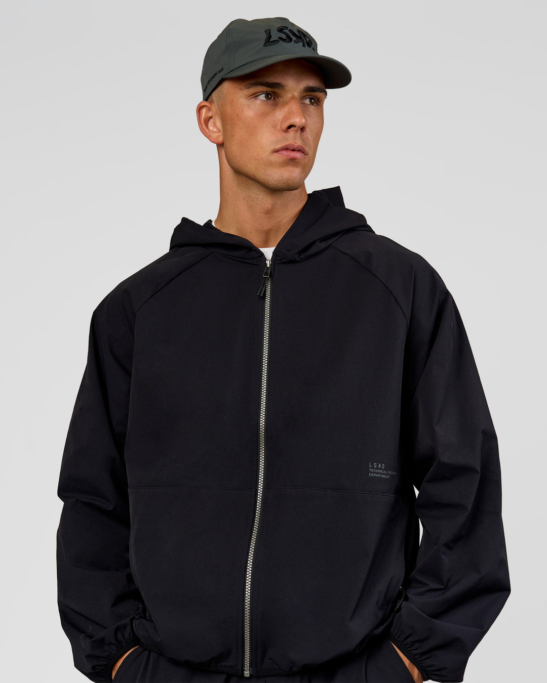 Man wearing Motion Hooded Jacket - Black | Model:Albert | Size:M - view 7