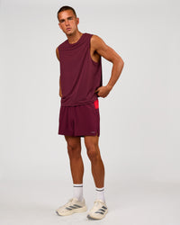 Man wearing Pace 5" Lined Running Short - Cherry Lacquer-Scarlet | Model:Albert | Size:M | Thumbnail Index: 9