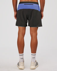 Man wearing Pace 5" Lined Running Short - Dark Storm-Bluebell | Model:Albert | Size:M | Thumbnail Index: 8