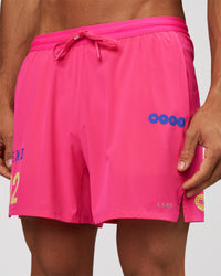 Man wearing Pace 5" Lined Running Short - Game Plan Ultra Pink | Model:Albert | Size:M | Thumbnail Index: 1