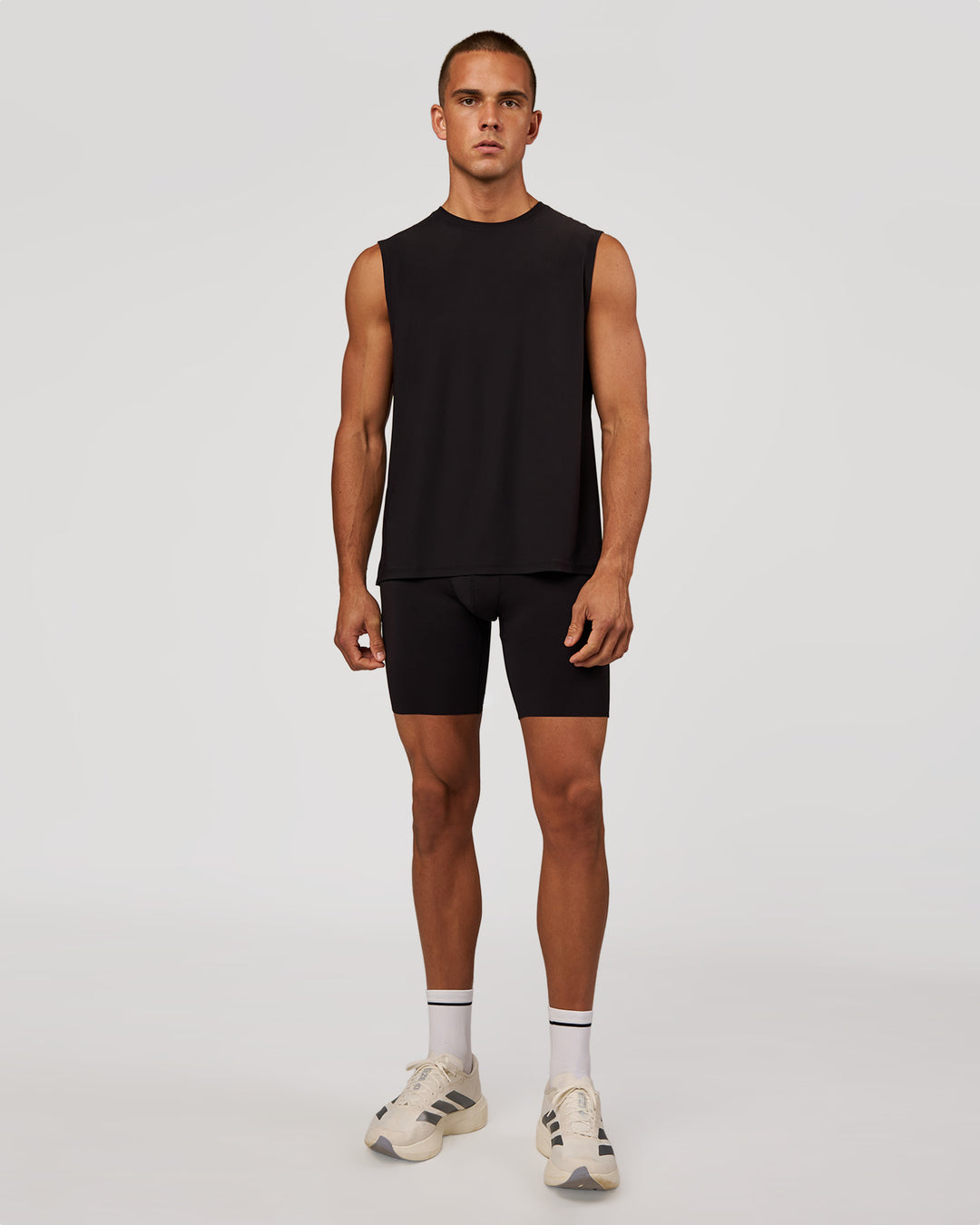 Man wearing Race Day 8" Short Tight - Black-Reflective | Model:Albert | Size:M - view 4