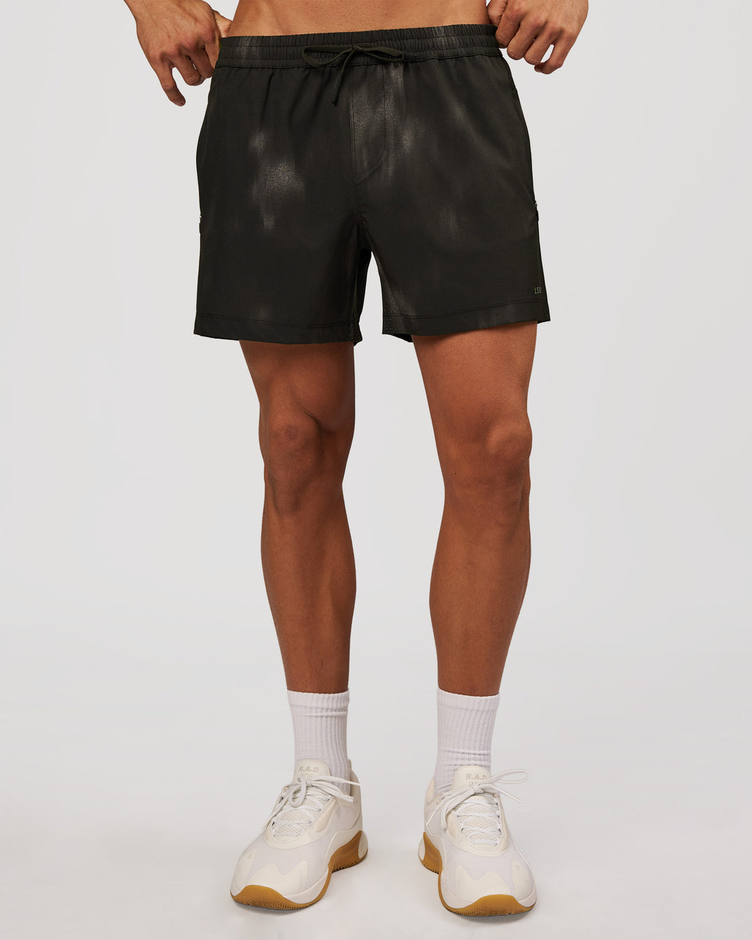 Man wearing Rep 5" Performance Short - Bitmap Blur Black | Model:Albert | Size:M - view 4