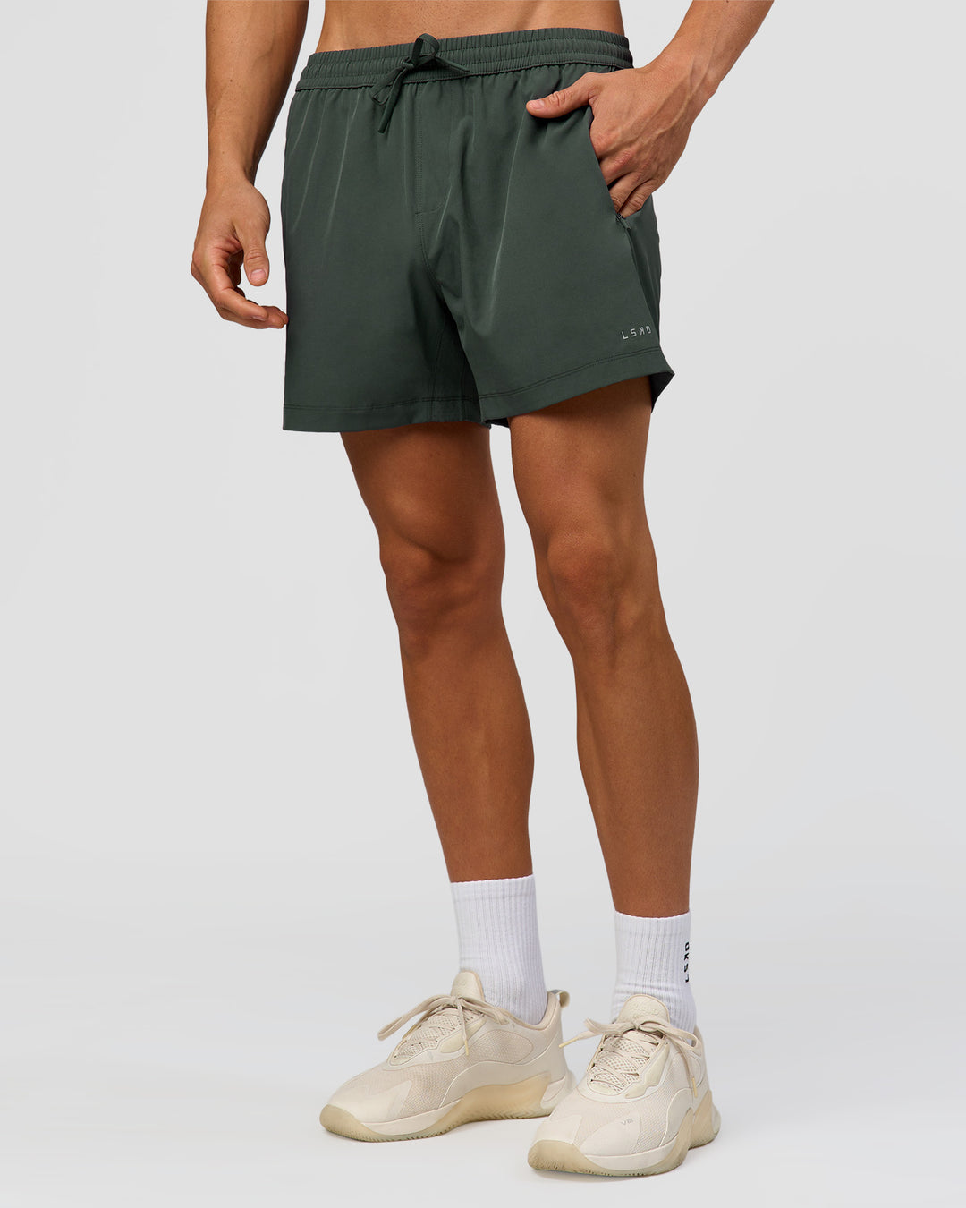 Man wearing Rep 5" Performance Short - Carbon Green | Model:Albert | Size:M - view 2