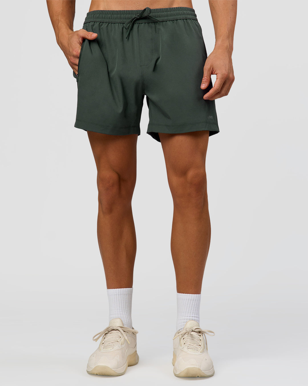 Man wearing Rep 5" Performance Short - Carbon Green | Model:Albert | Size:M - view 4