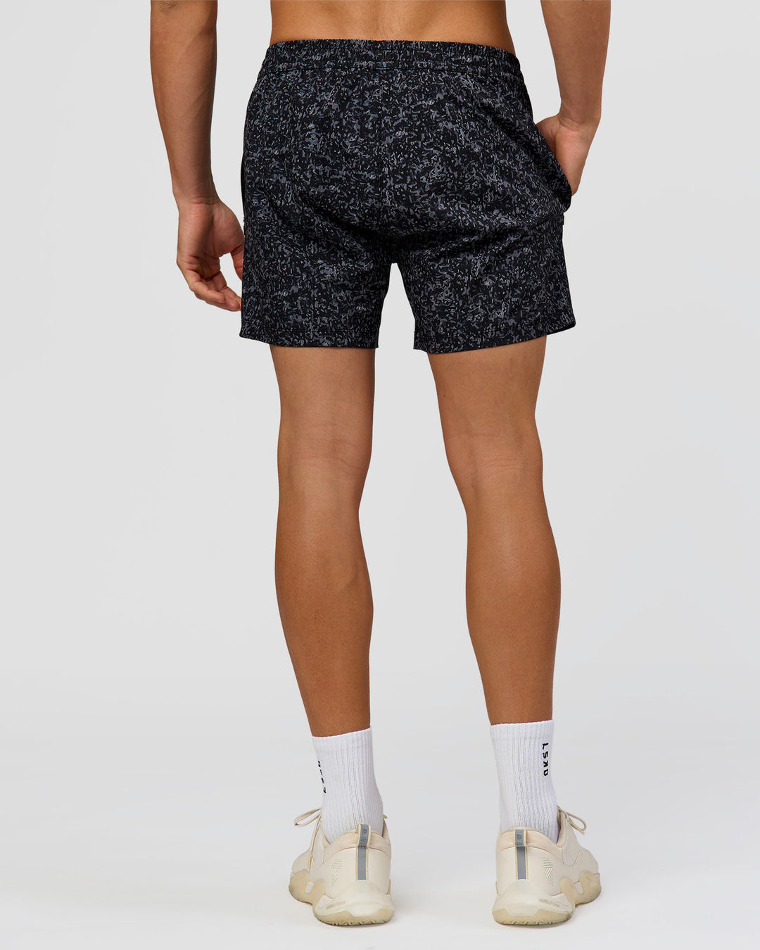 Man wearing Rep 5" Performance Short - Energy Print Black | Model:Albert | Size:M - view 4