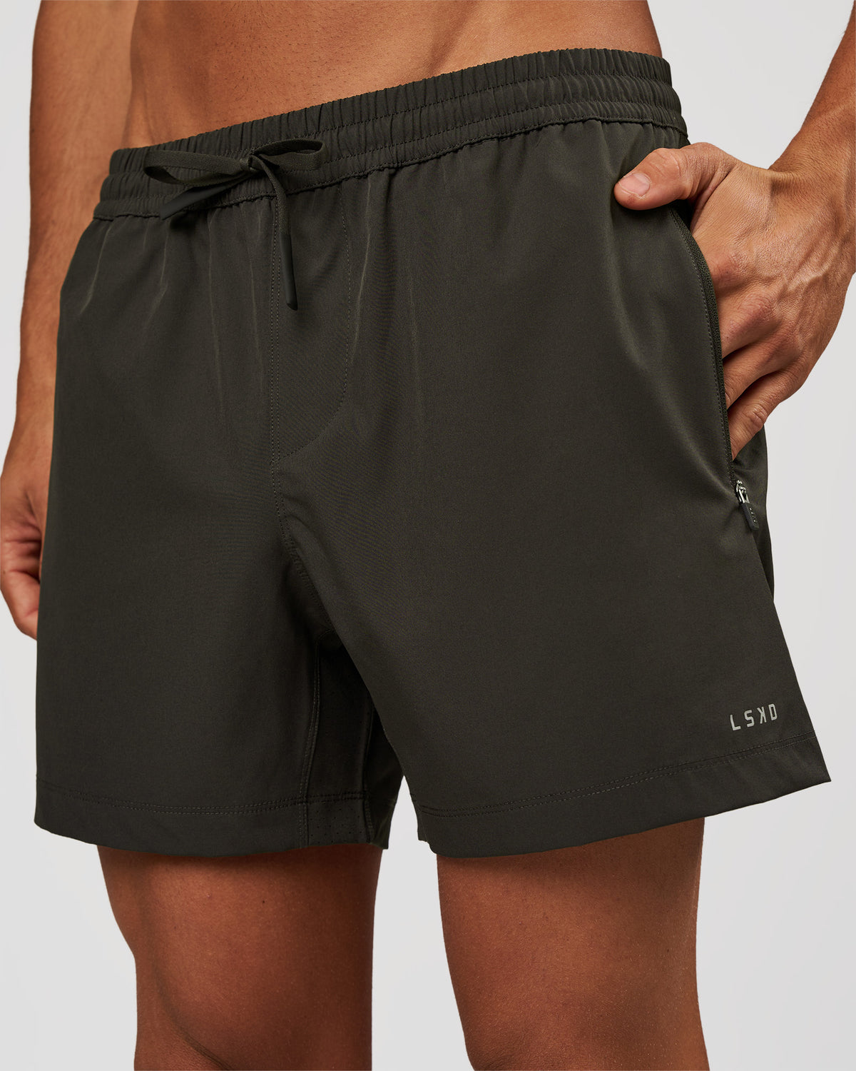 Man wearing Rep 5" Performance Short - Onyx | Model:Albert | Size:M