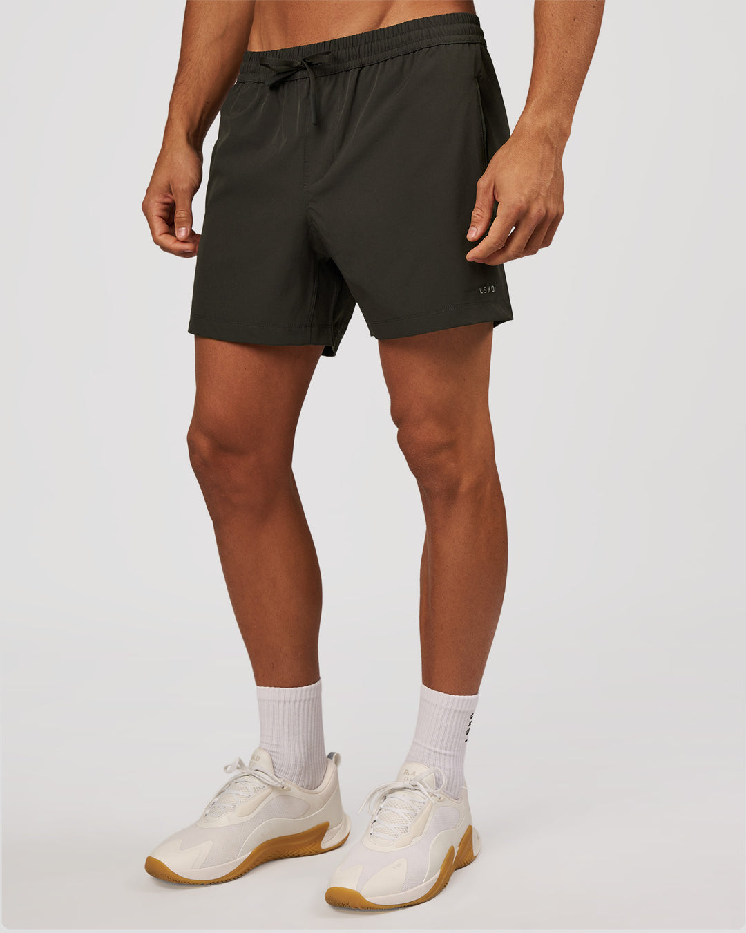Man wearing Rep 5" Performance Short - Onyx | Model:Albert | Size:M - view 2