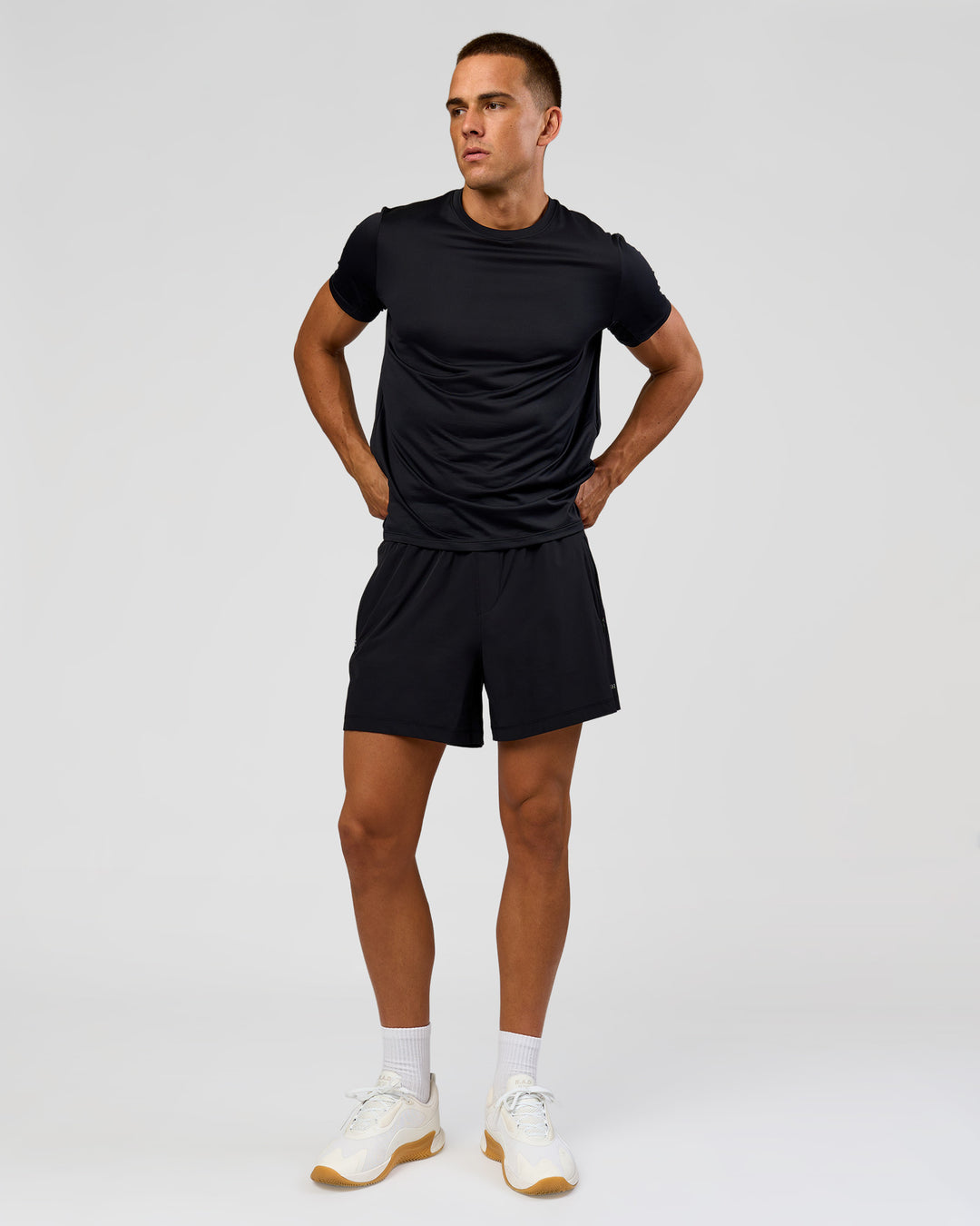 Man wearing Rep+ 5” Training Short - Black | Model:Albert | Size:M - view 8