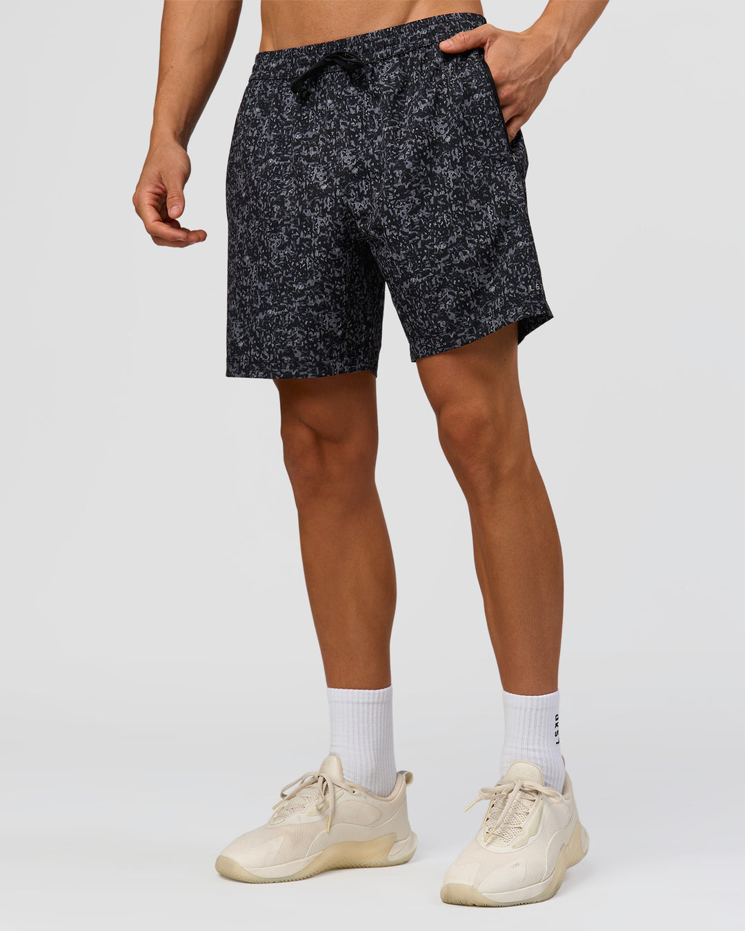 Man wearing Rep 7" Performance Short - Energy Print Black | Model:Albert | Size:M - view 4