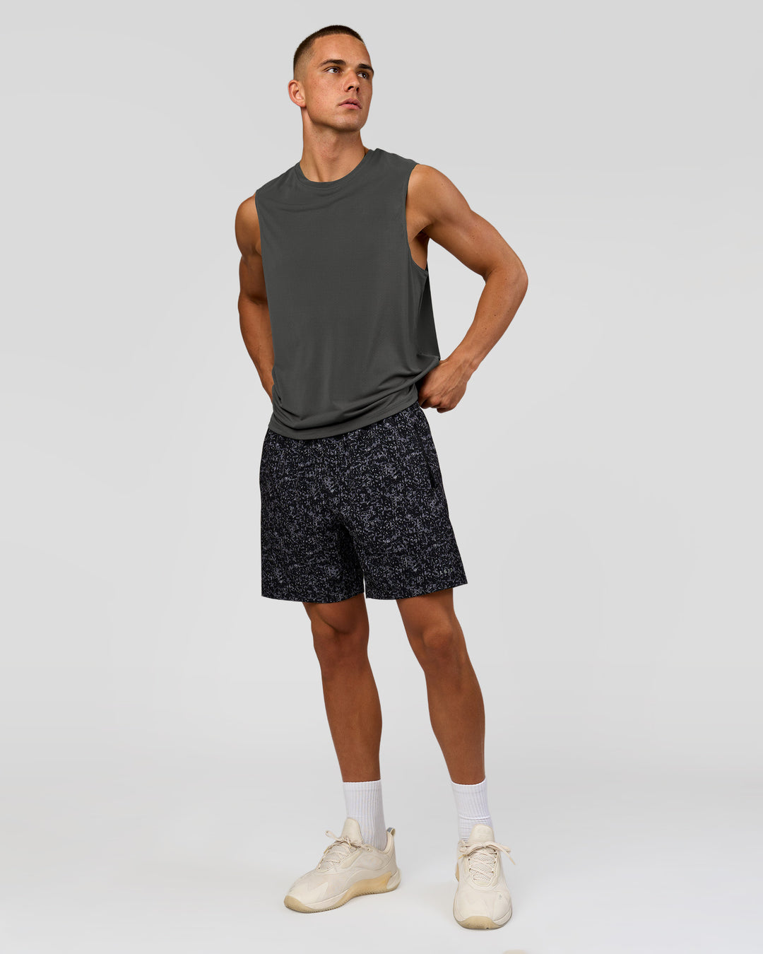 Man wearing Rep Muscle Training Tank - Dark Storm | Model:Albert | Size:M - view 3