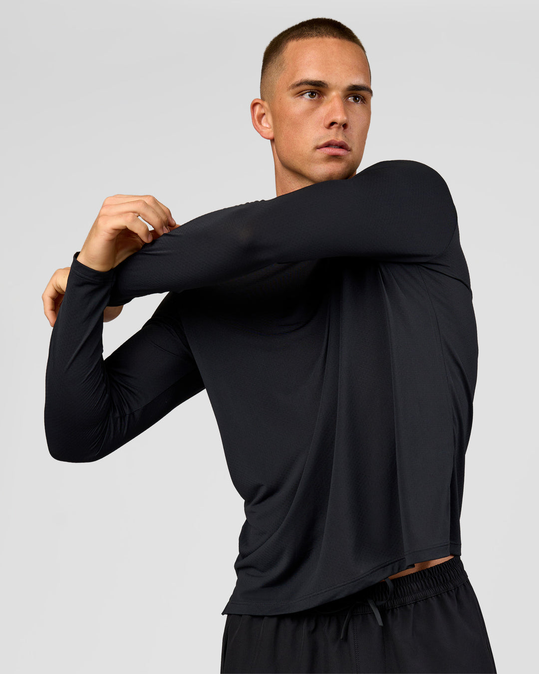 Man wearing Rep Training Long Sleeve  - Black | Model:Albert | Size:M - view 5