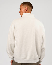 Man wearing Stadium Quarter Zip Sweater - Silver Marl | Model:Albert | Size:M | Thumbnail Index: 2
