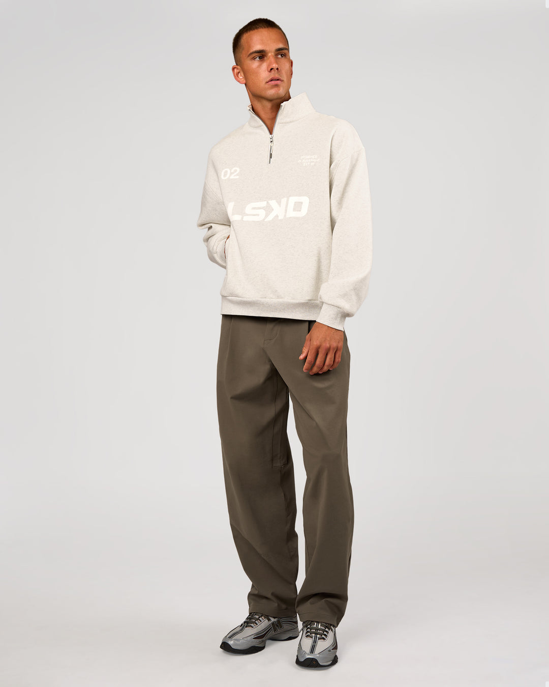 Man wearing Stadium Quarter Zip Sweater - Silver Marl | Model:Albert | Size:M - view 7
