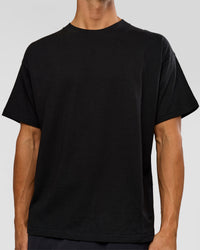 Man wearing Tonal Legacy Heavyweight Oversized Tee - Black-Black | Model:Albert | Size:M | Thumbnail Index: 4
