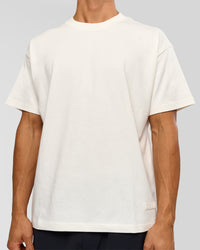 Man wearing Tonal Legacy Heavyweight Oversized Tee - Off White-Off White | Model:Albert | Size:M | Thumbnail Index: 7