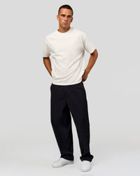 Man wearing Tonal Legacy Heavyweight Oversized Tee - Off White-Off White | Model:Albert | Size:M | Thumbnail Index: 11