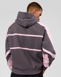 Man wearing Vibe Oversized Hoodie - Duskstone-Marshmallow | Model:Albert | Size:M | Thumbnail Index: 4