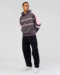 Man wearing Vibe Oversized Hoodie - Duskstone-Marshmallow | Model:Albert | Size:M | Thumbnail Index: 9