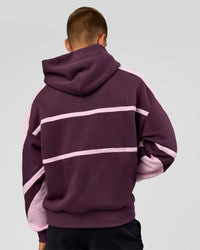 Man wearing Vibe Oversized Hoodie - Midnight Plum-Marshmallow | Model:Albert | Size:M | Thumbnail Index: 3