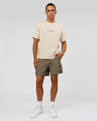 Man wearing VS1 Enjoy The Journey FLXCotton Oversize Tee - Vanilla Bean | Model:Albert | Size:M | Thumbnail Index: 8