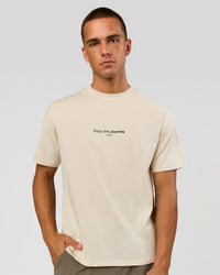 Man wearing VS1 Enjoy The Journey FLXCotton Oversize Tee - Vanilla Bean | Model:Albert | Size:M | Thumbnail Index: 10