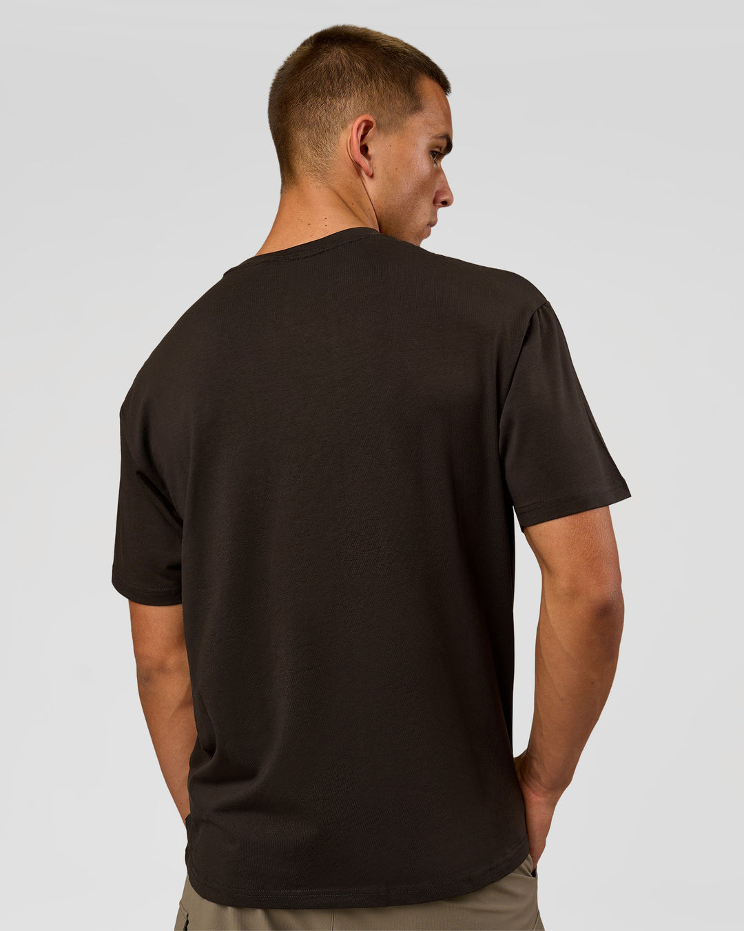 Man wearing VS6 1% Better FLXCotton Oversize Tee - Ground Coffee | Model:Albert | Size:M - view 6
