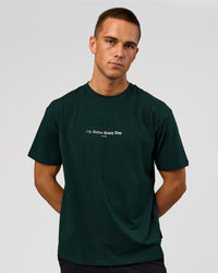 Man wearing VS6 1% Better FLXCotton Oversize Tee - Midnight Green | Model:Albert | Size:M | Thumbnail Index: 1