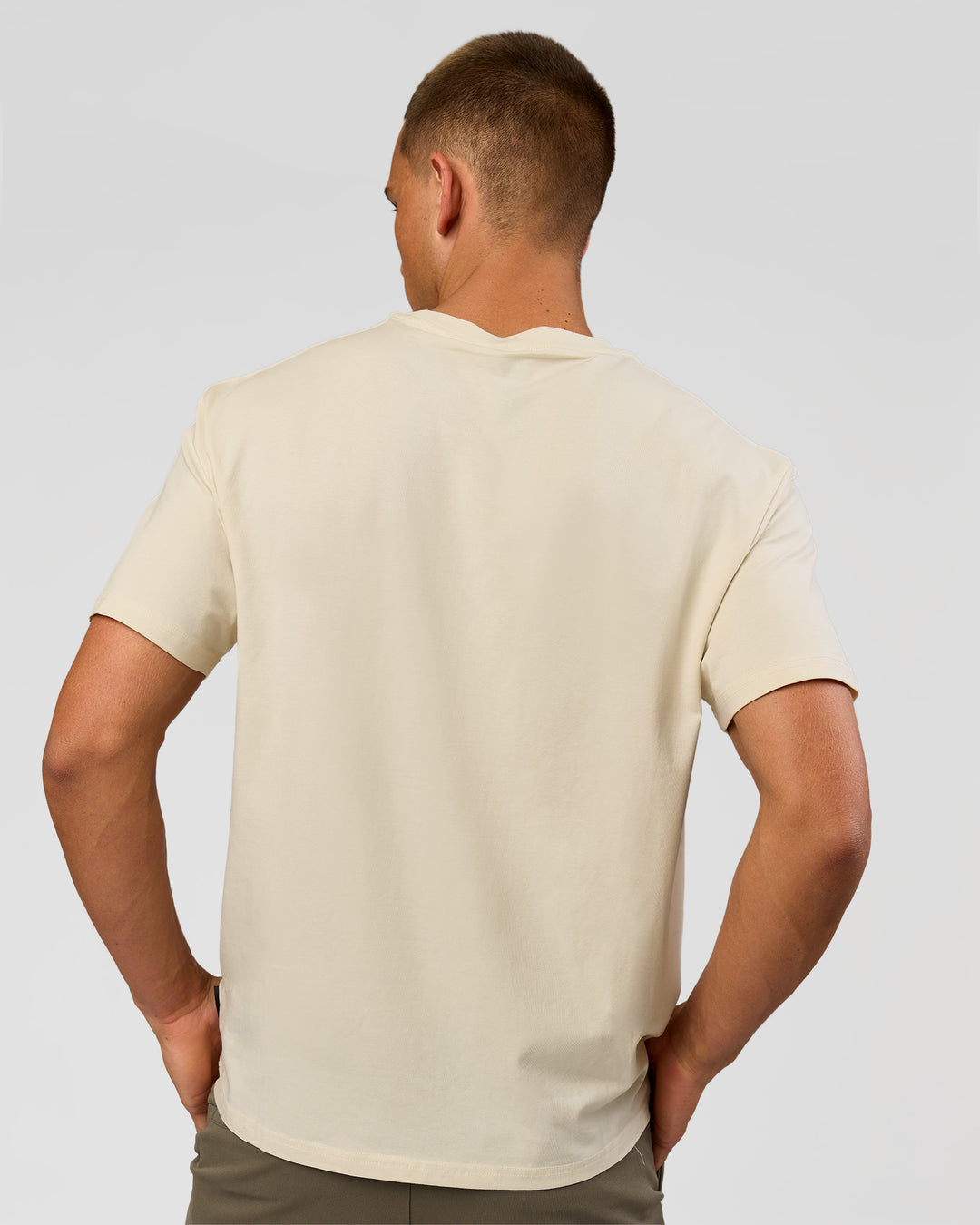 Man wearing VS6 1% Better FLXCotton Oversize Tee - Vanilla Bean | Model:Albert | Size:M - view 5