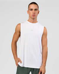 Man wearing Base FLXCotton Tank - White | Model:Base | Size:M | Thumbnail Index: 0