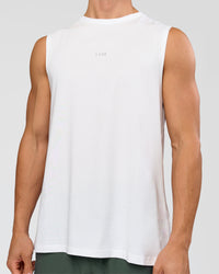 Man wearing Base FLXCotton Tank - White | Model:Base | Size:M | Thumbnail Index: 2